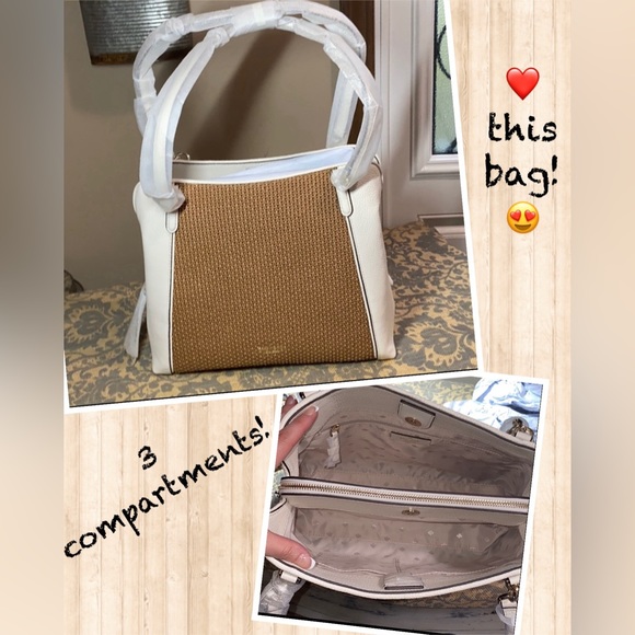 Kate Spade 3 compartment Jackson straw medium shoulder bag warm gingerbr… - Picture 2 of 15